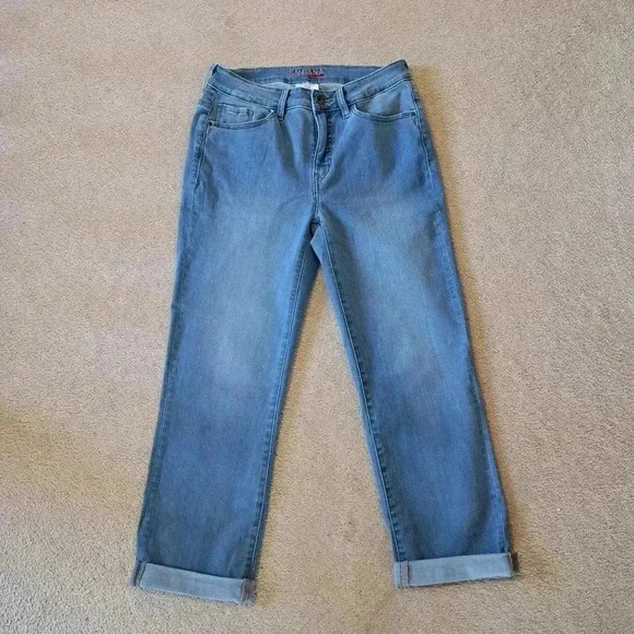 Santana Jeans Blue Cropped Stretch Denim Women's Size 8 Capri Light Wash - Picture 2 of 12